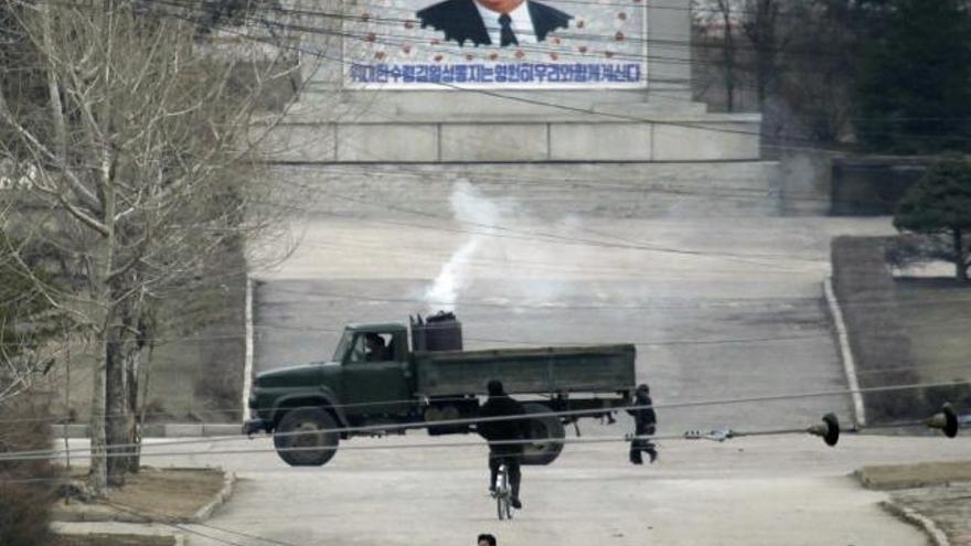 Mural del líder  Kim Il-sung en Corea del Norte.