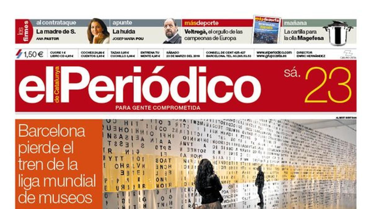 La portada de EL PERIÓDICO del 23 de marzo del 2019