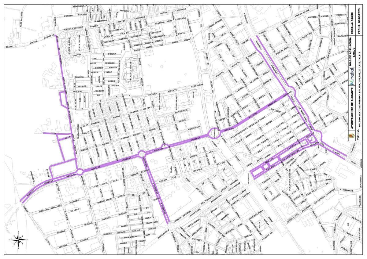 Mapa de la limpieza en Alicante: ¿cuántas veces se baldean las calles de mi barrio?