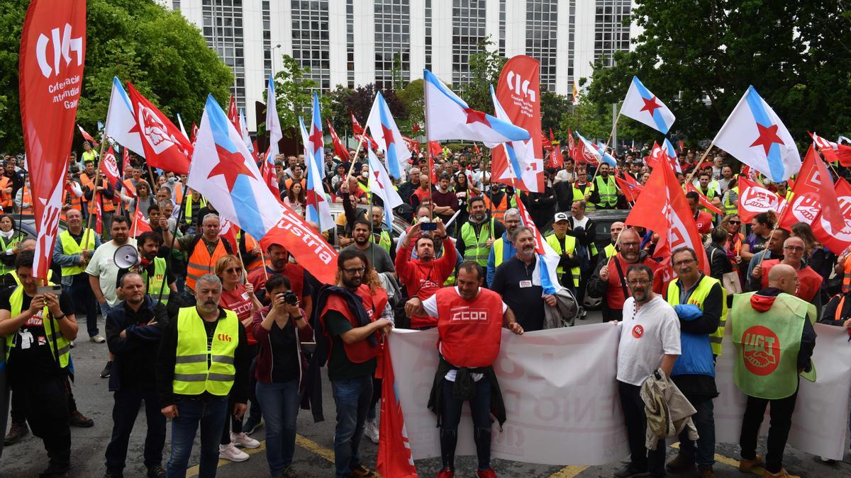 Manifestación de trabajadores del sector del metal en A Coruña.