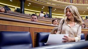 Yolanda Díaz durante la sesión de control al Gobierno este miércoles.