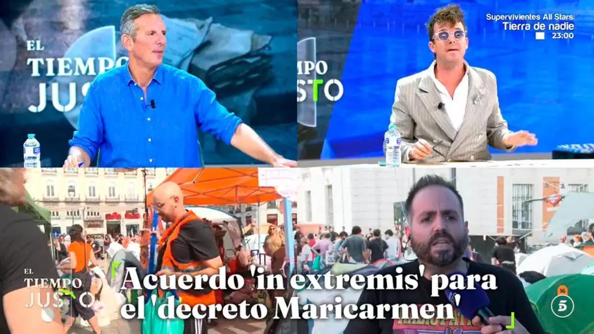 Aldo Comas y el manifestante en 'El tiempo justo'