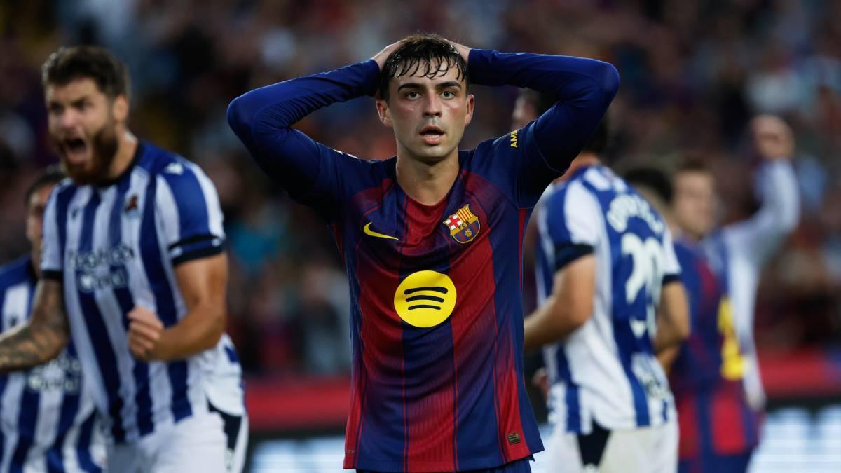 Pedri, en una imagen del otro día ante la Real