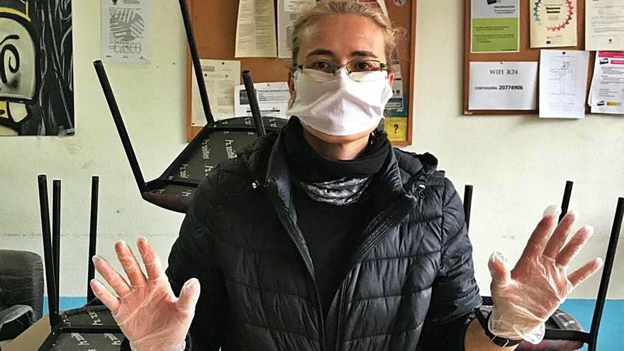 Sonia Valbuena, en Casco, antes de recibir las máscaras de protección.