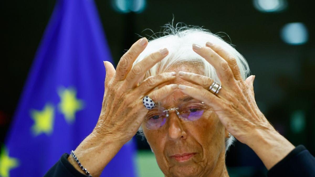 La presidenta del BCE, Christine Lagarde, durante su comparecencia en el Parlamento Europeo.