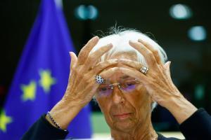 La presidenta del BCE, Christine Lagarde, durante su comparecencia en el Parlamento Europeo.