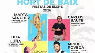 Estos son los conciertos que habrá en el Hort de Baix en las Fiestas de Agosto de Elche