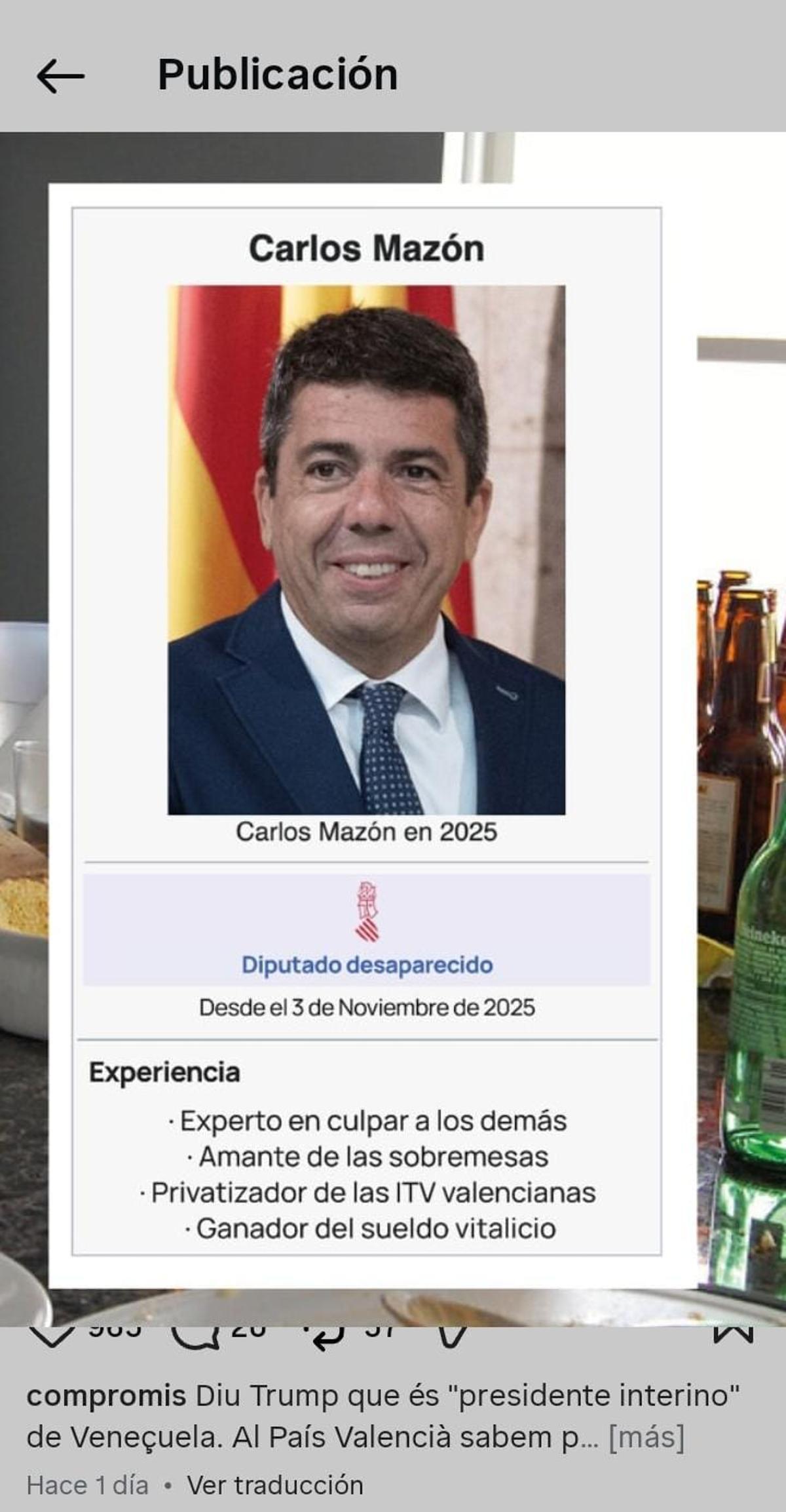 Mazón, en la campaña de Compromís como "presidente interino"
