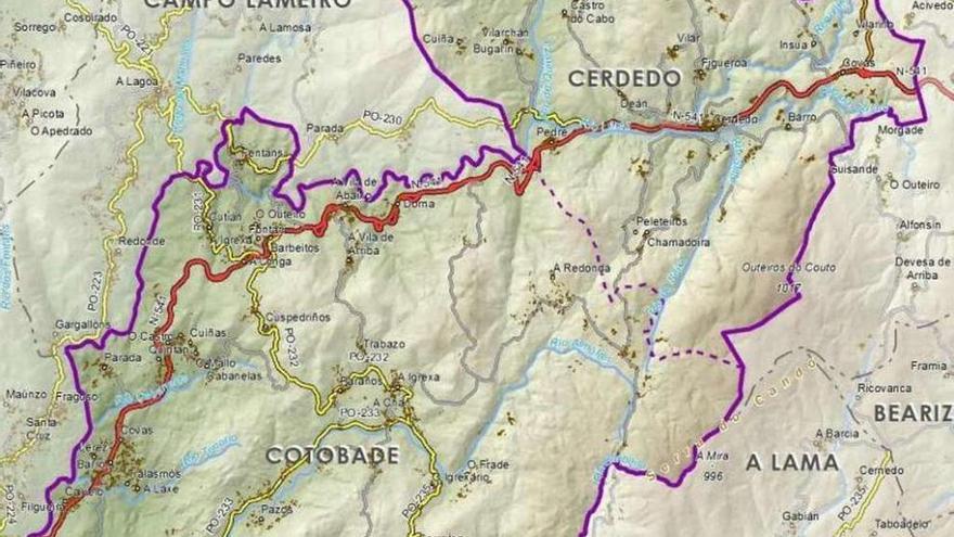 El nuevo mapa de Cerdedo-Cotobade, recogido en el decreto de fusión voluntaria que aprobó la Xunta.