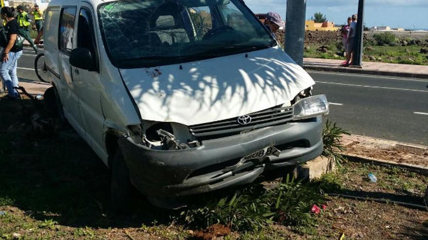 El vehículo implicado en el accidente de Agüimes.