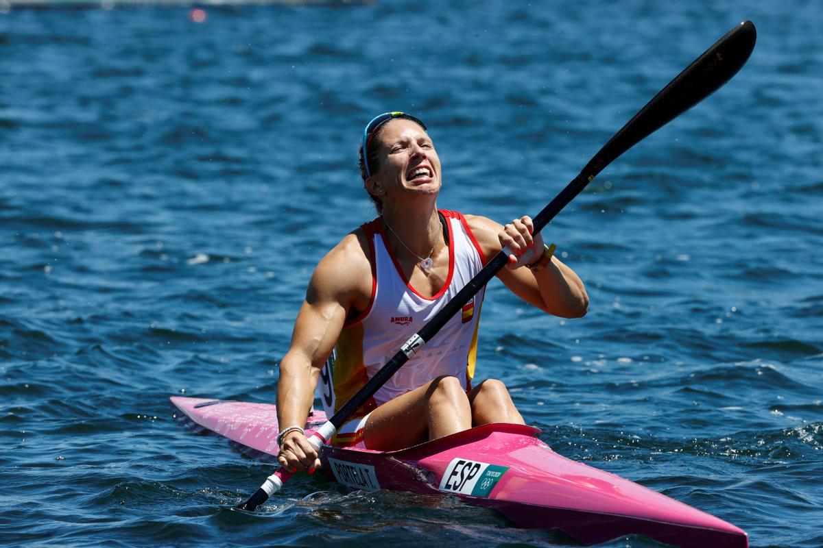 Teresa Portela, al finalizar la prueba en la que ganó la medalla de plata en Tokio.