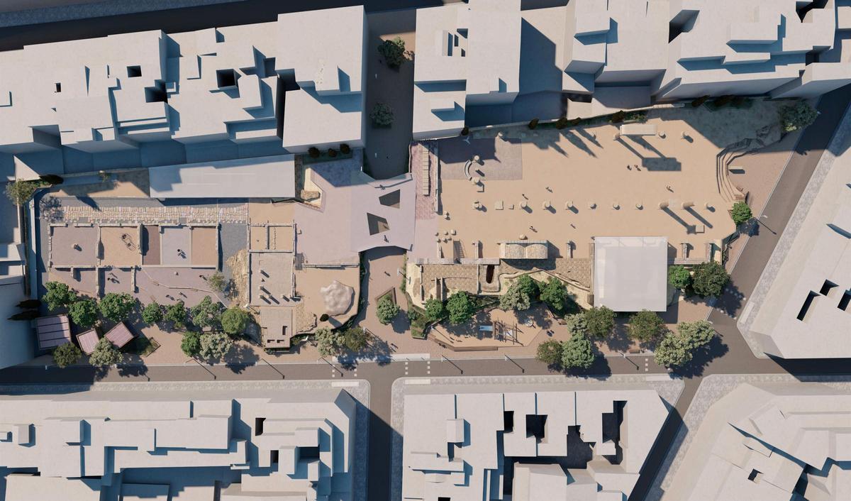 Futuro plano del yacimineto arqueológico, integrado en la trama urbana del centro de Tarragona.