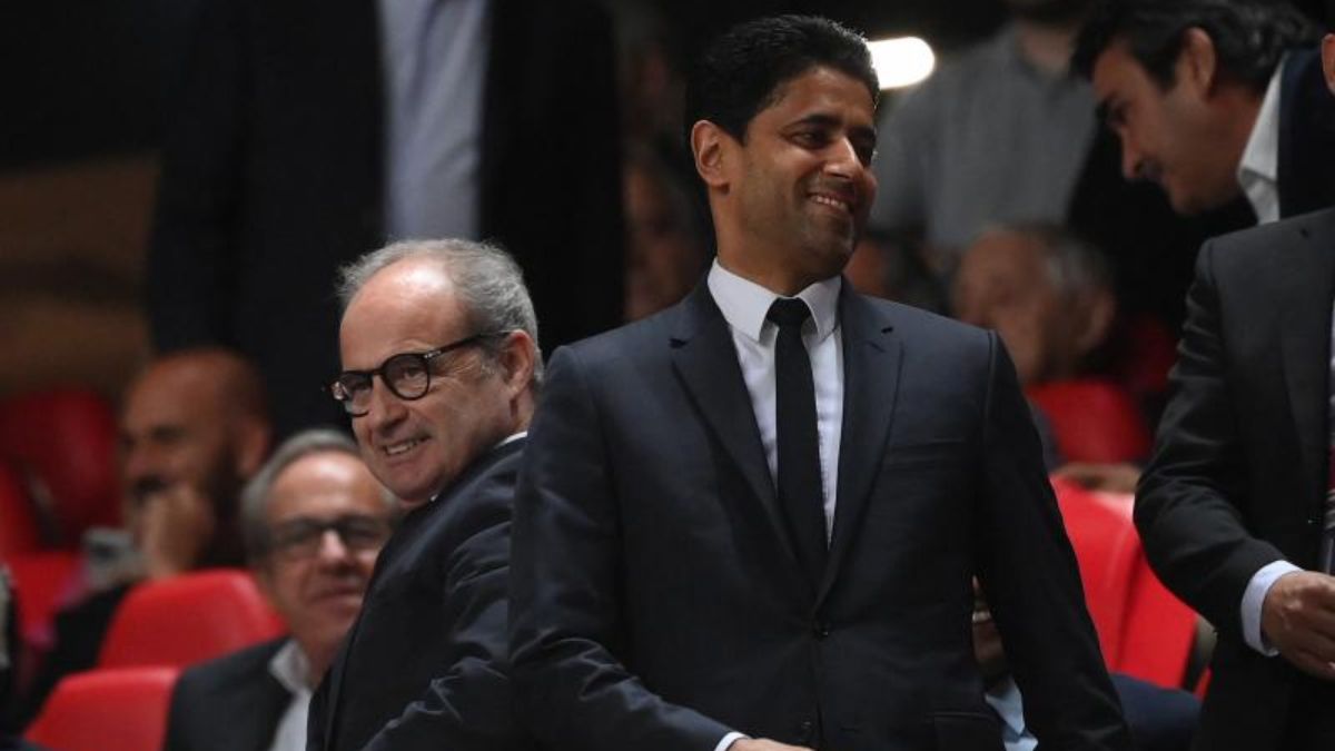 Nasser Al-Khelaifi, presidente del PSG en el encuentro ante el Benfica en Lisboa