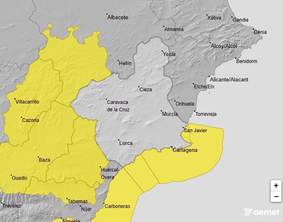 Mapa de alerta para el sábado