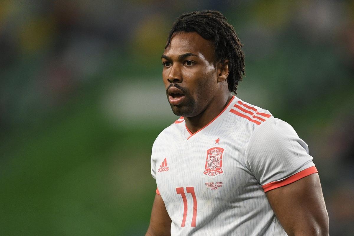 LISBON, PORTUGAL - OCTOBER 07: Adama Traore of Spain looks on during the international friendly match between Portugal and Spain at Estadio Jose Alvalade on October 7, 2020 in Lisbon, Portugal. (Photo by Octavio Passos/Getty Images)