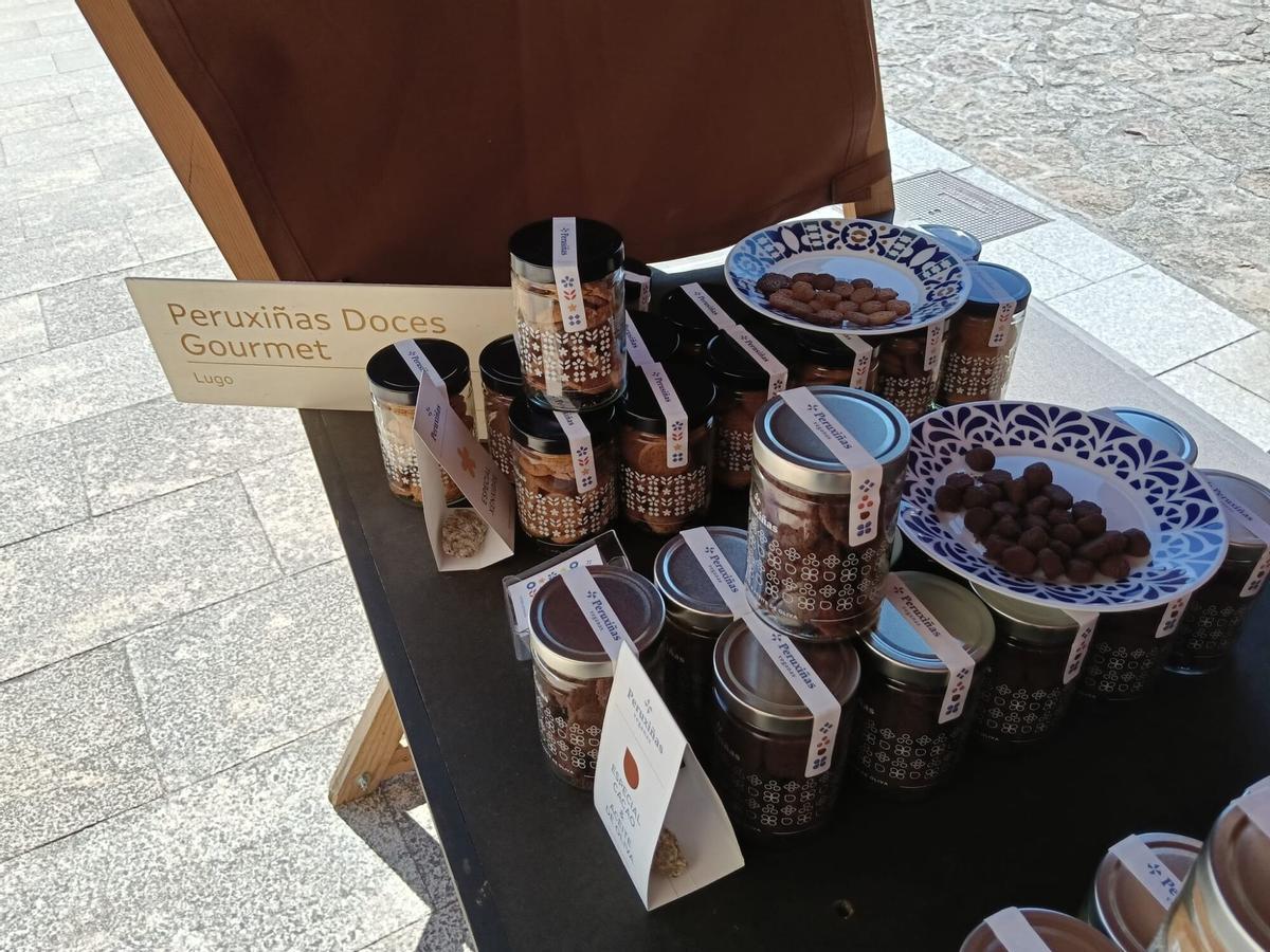 Galletas de diversos sabores que se pueden encontrar en el expositor de Peruxiñas en el Corazón da Artesanía.