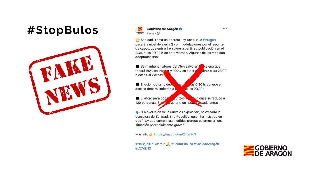 Bulo denunciado por el Gobierno de Aragón en Twitter.