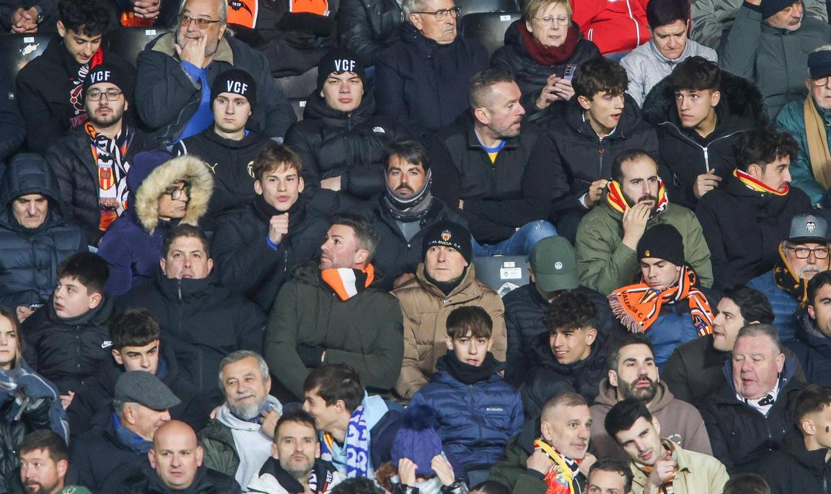 Imagen de la grada de Mestalla, en la que hizo mucho frío este viernes por la noche