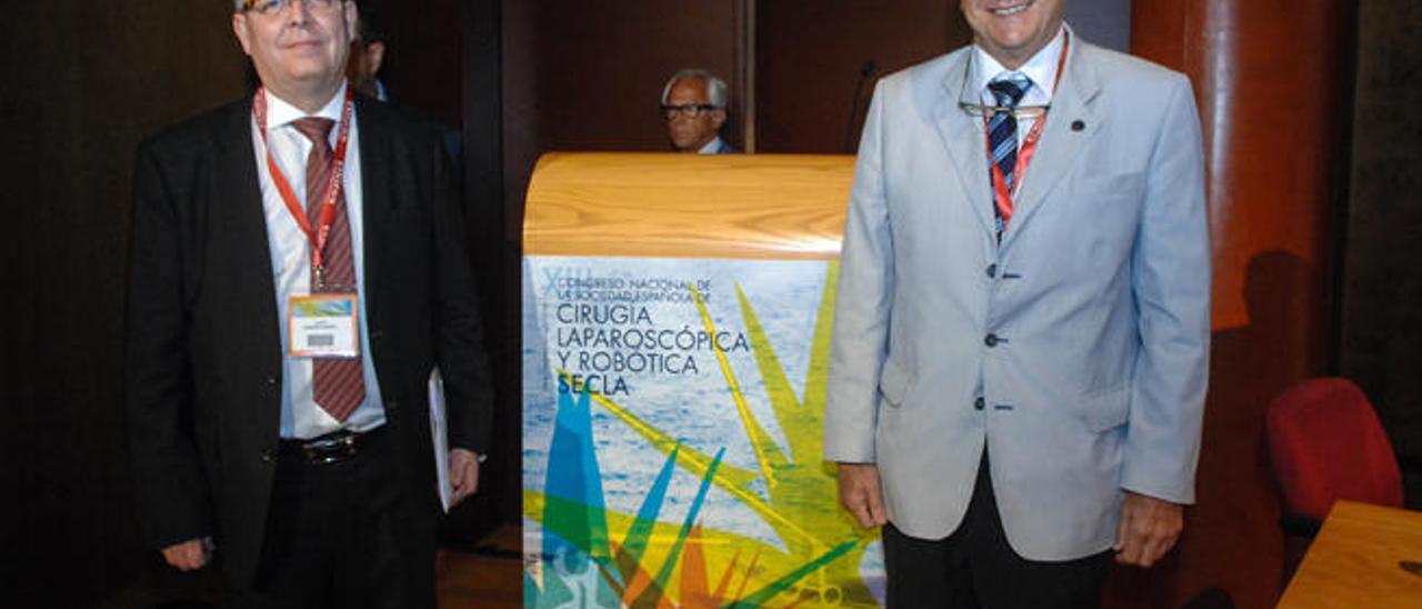 Jesús Moreno, presidente de la Secla, y Raimundo Beltrá, presidente del comité organizador del congreso, ayer.