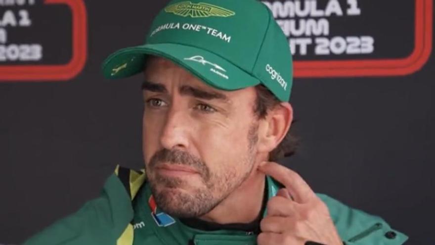 Fernando Alonso, ante los medios en Bélgica 2023