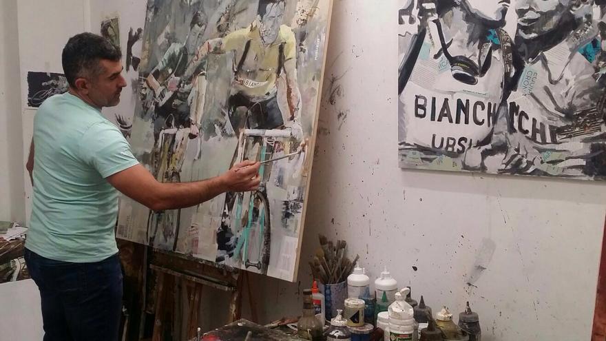 El pintor y exciclista de Xàtiva Miguel Soro expondrá en la próxima Copa del Mundo de ciclocross en Benidorm