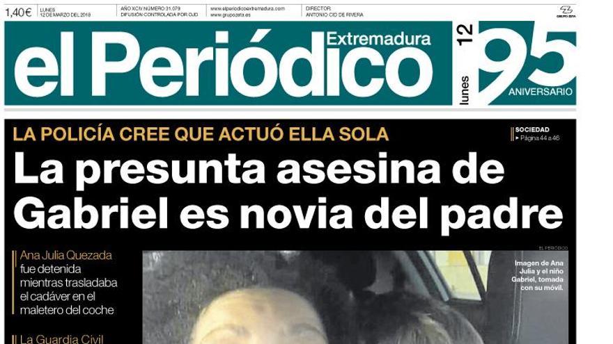 Esta es la portada de EL PERIÓDICO EXTREMADURA correspondiente al día 12 de marzo del 2018