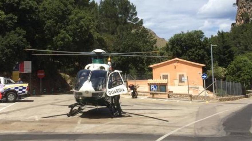 El helicóptero de la Guardia Civi, hoy en sa Calobra. Foto: Guardia Civil