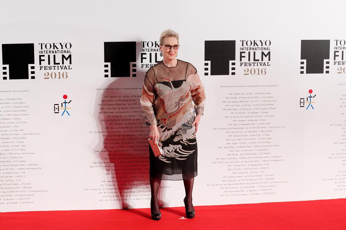 Meryl Streep, con vestido estampado