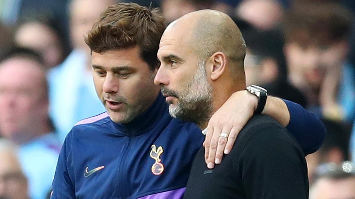 Pochettino y Guardiola, en su último enfrentamiento con el Tottenham y el City.