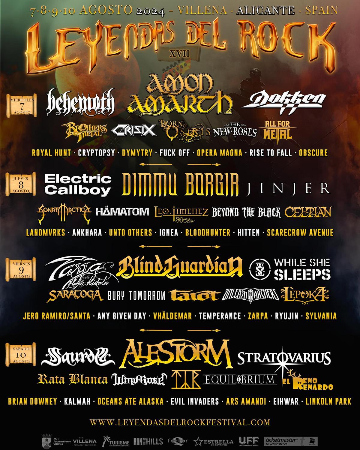 Cartel oficial por días del Leyendas del Rock 2024