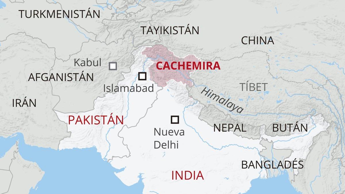 mapa cachemiraIndia Pakistán