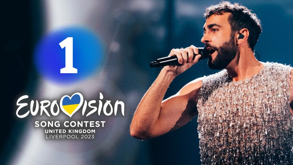 Marco Mengoni en el escenario de Eurovisión 2023