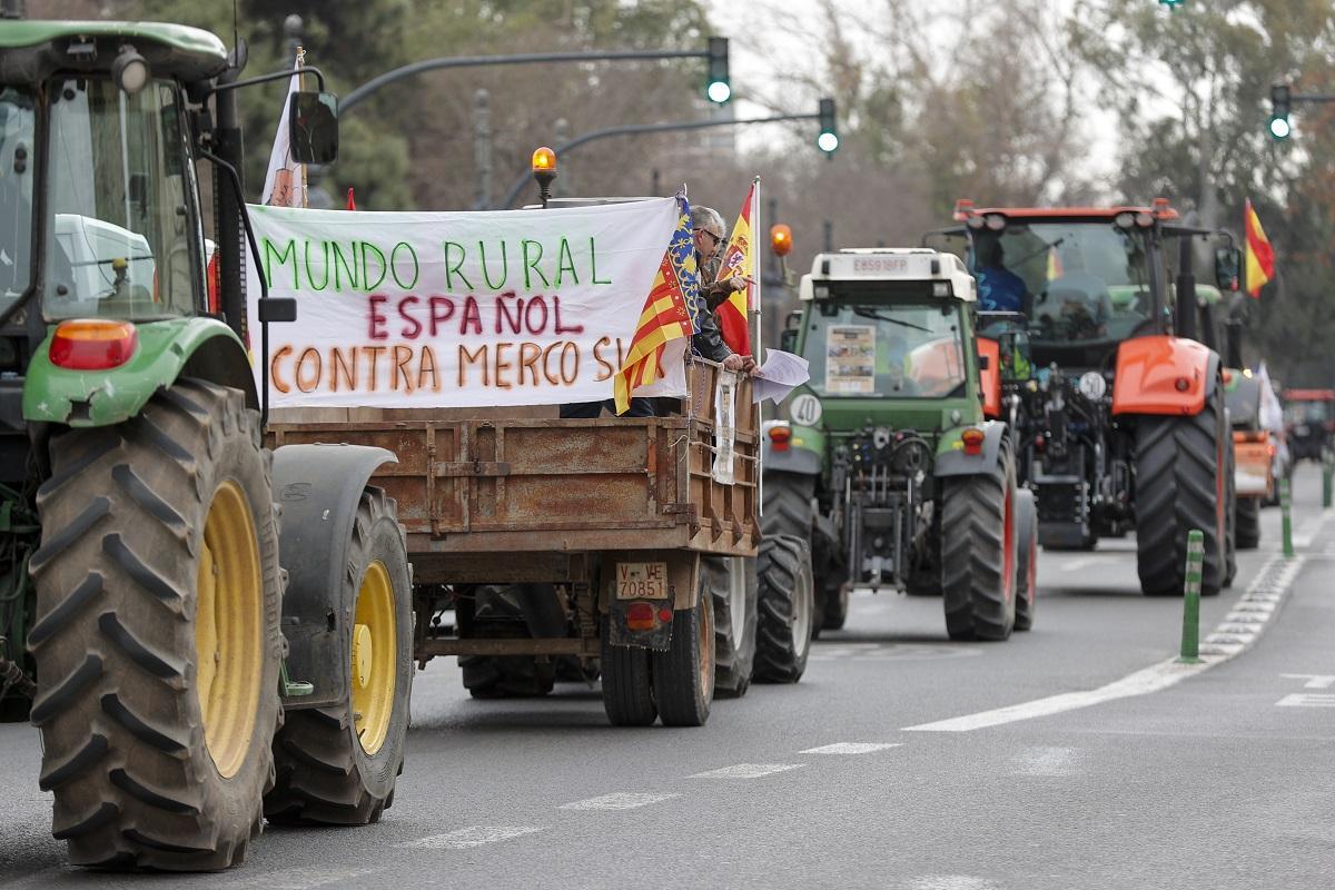 Protesta de agricultores valencianos contra UE-Mercosur, en una imagen reciente.