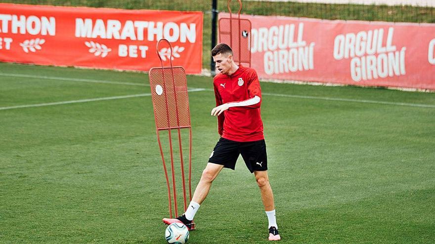 Gerard Gumbau, durant un entrenament dissabte passat a les instal·lacions de La Vinya.