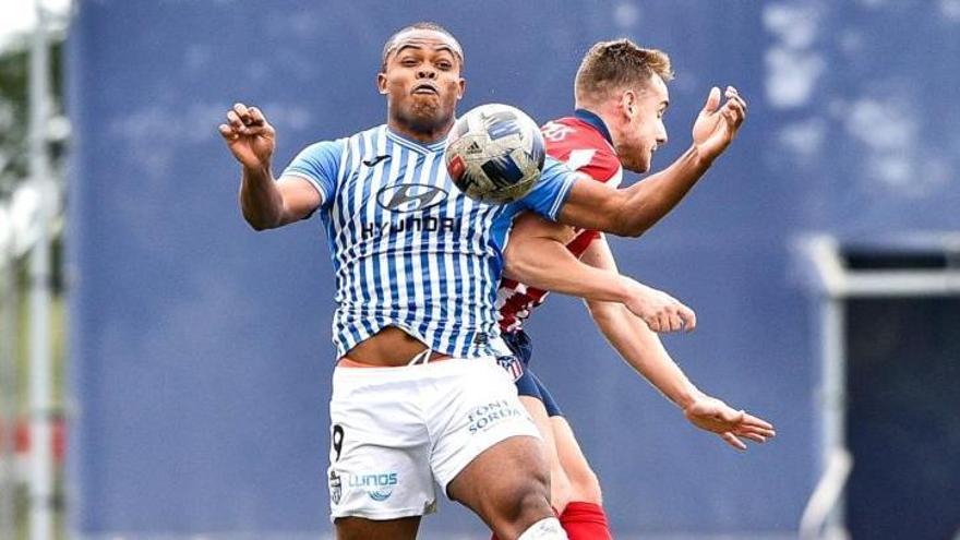 Tanque durante el partido ante los colchoneros.