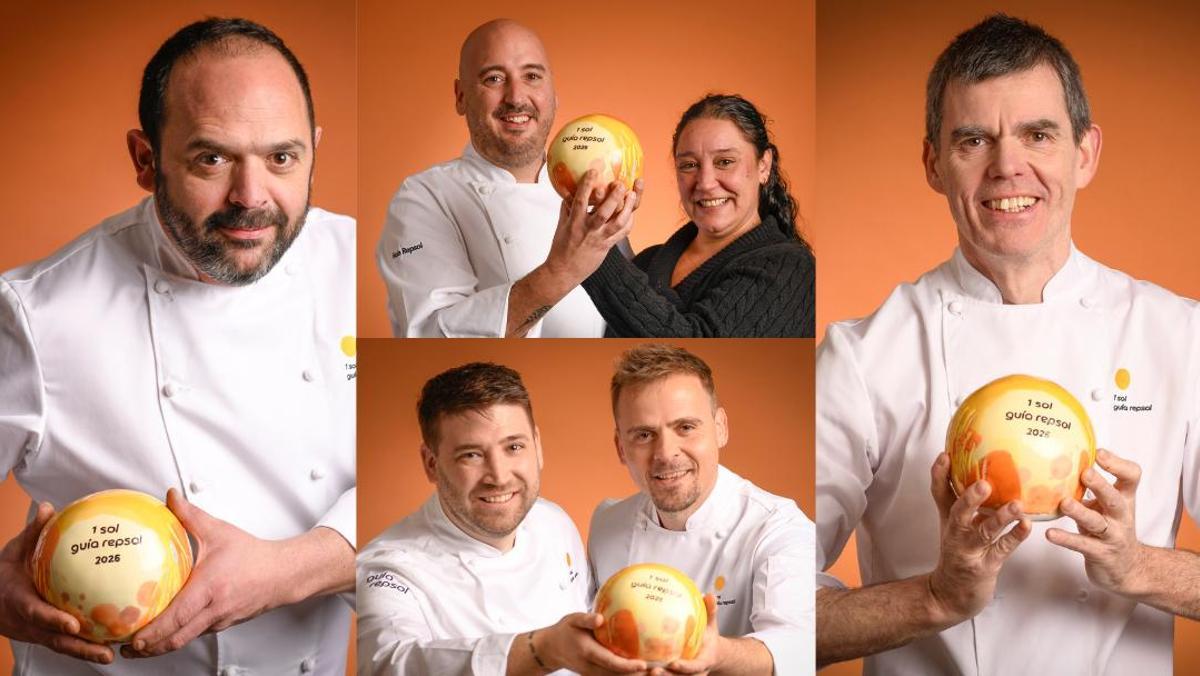 D'esquerra a dreta i de dalt a baix, Martín Comamala, Jordi Simón i Laura Vicente, Carlos López i Jordi Turmo, i Francesc Mas.