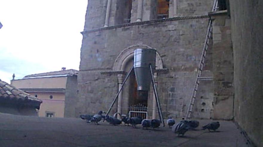 Imatge de la videocàmera instal·lada a la terrassa de la catedral