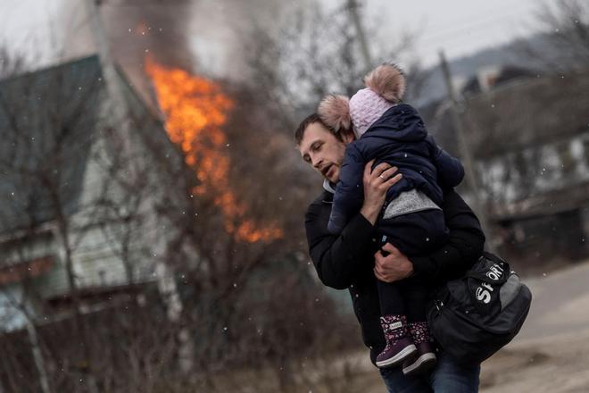 Bombardeo de Rusia en la ciudad ucraniana de Irpin