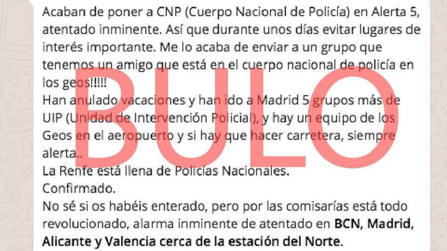 La Policía Local de València alerta de un bulo sobre un atentado terrorista inminente