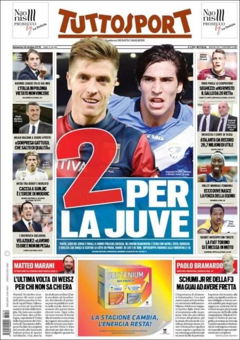 Portada TUTTOSPORT domingo 14 de octubre de 2018