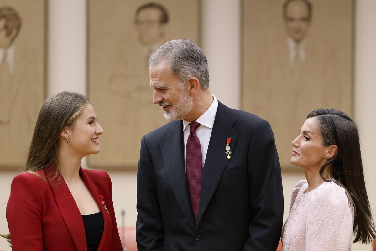 La princesa Leonor, Felipe VI y la reina Letizia.