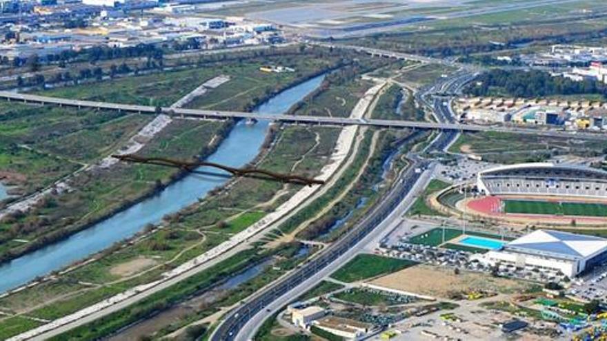 Recreación del puente previsto sobre el Guadalhorce.