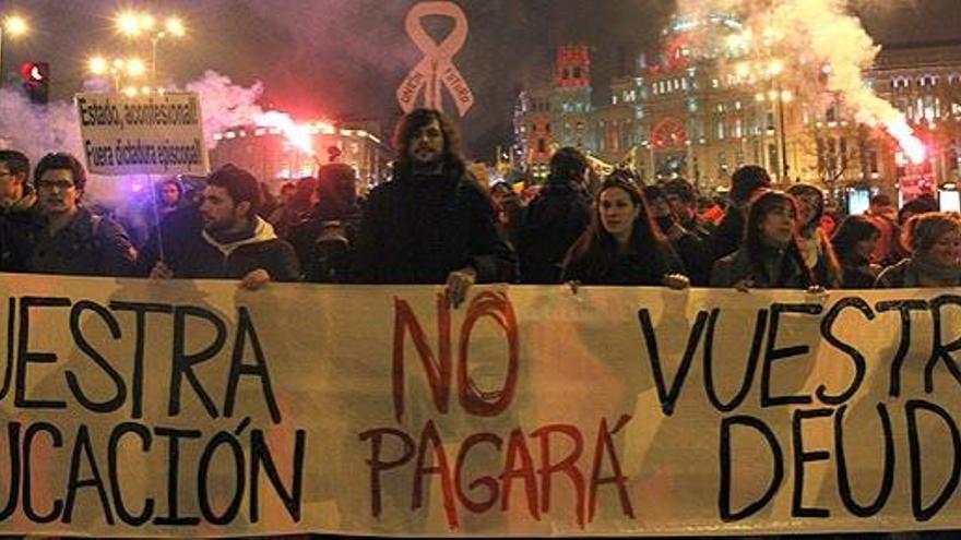 Aspecto de la marcha de protesta en Madrid.