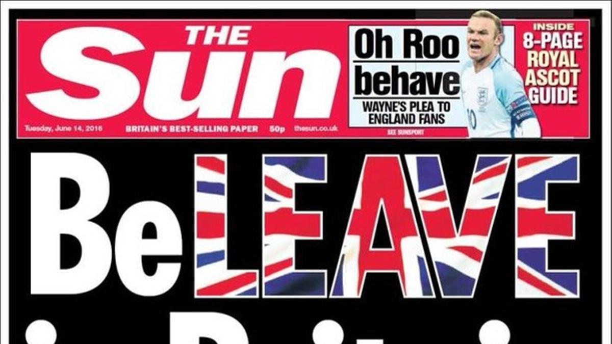 Portada del diario británico 'The Sun' de este martes día 14 de junio.