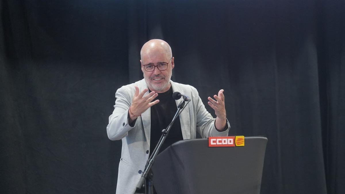 El secretario general de CCOO, Unai Sordo, durante un acto del sindicato celebrado el pasado mes de julio.