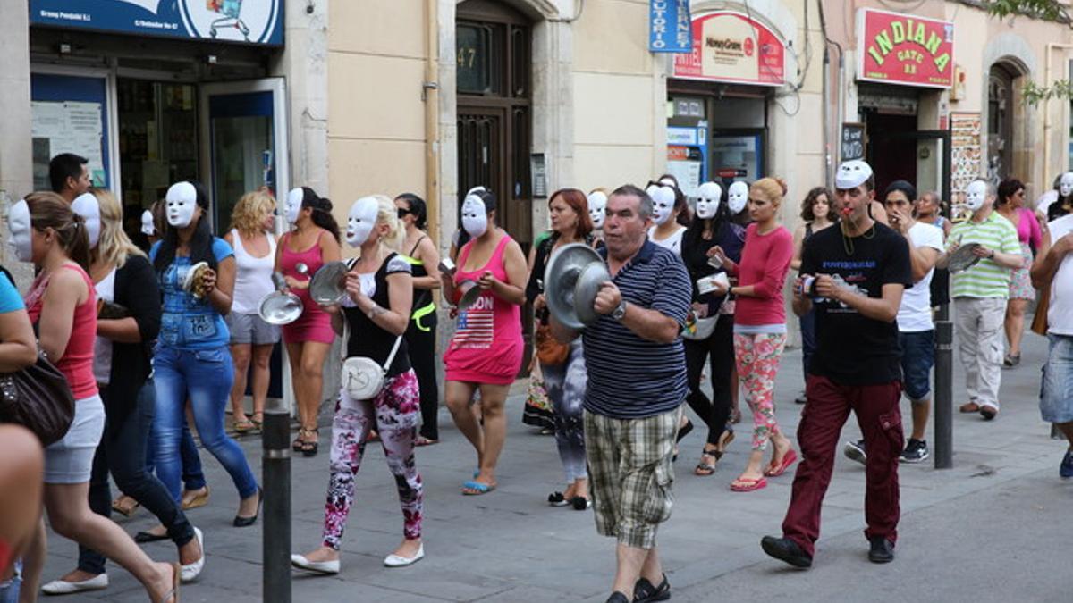 Manifestación de prostitutas del Raval en Barcelona.