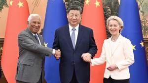 António Costa, Xi Jinping y Ursula von der Leyen, el pasado 24 de julio.