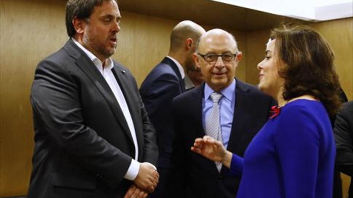 CONTROLADOS Junqueras, Montoro y Sáenz de Santamaría, en el 2016.