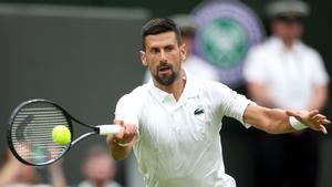 Djokovic, durante su estreno en Wimbledon 2024