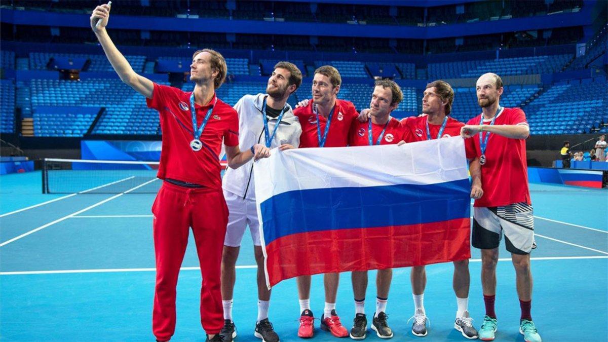 El combinado ruso celebrando el éxito en la ATP Cup